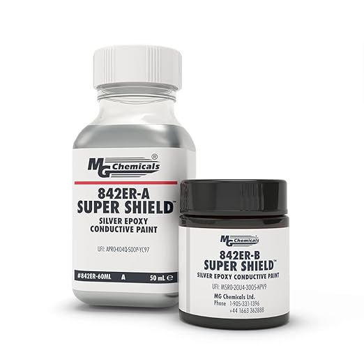 MG Chemicals 842ER SUPER SHIELD™ Silver Epoxy Conductive Paint, Ambient temperature cure, 91.7g 2-Part Kit