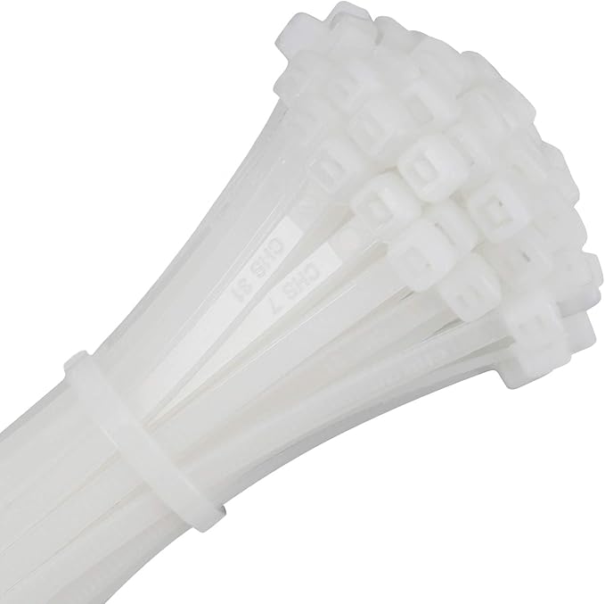 UL Listed Heavy Duty Cable Zip Ties 4 Inch, 1000Pcs Industrial Nylon Durable Self Locking Wire Tie Wraps with 20 lbs Tensile Strength, Heat Resistant for Home Office Garage Multiple Use - White