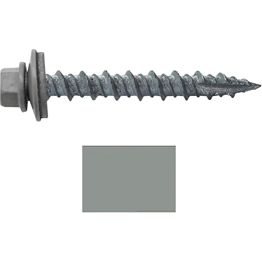 Metal Roofing Screws: (250) 10 x 1-1/2" Slate Hex Head Sheet Metal Roof Screw. Self Starting Metal to Wood siding Screws. EPDM Washer. Colored Head