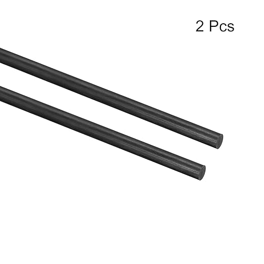 MECCANIXITY Carbon Fiber Rod, 6mm x 450mm for RC Plane DIY Tool Wing Tube Quadcopter Arm, Pack of 2