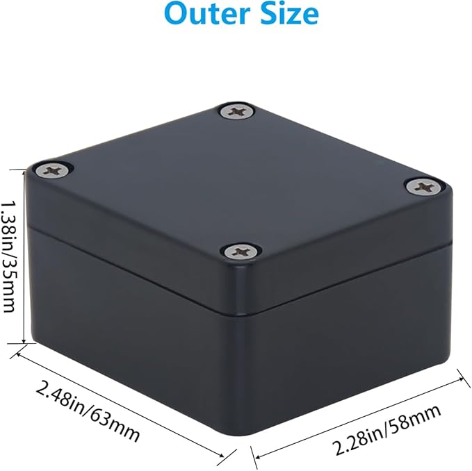 Project Box ABS Black Electrical Boxes IP67 Outdoor Waterproof Box Electronic Junction Box Power Enclosure with Cable Glands for DIY Project 2.5 x 2.3 x 1.38inch(63x58x35mm)