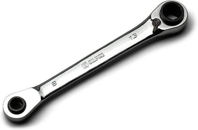 Capri Tools 4-in-1 120-Tooth Box End Reversible Ratcheting Wrench, 8, 10, 12, 13 mm, Metric