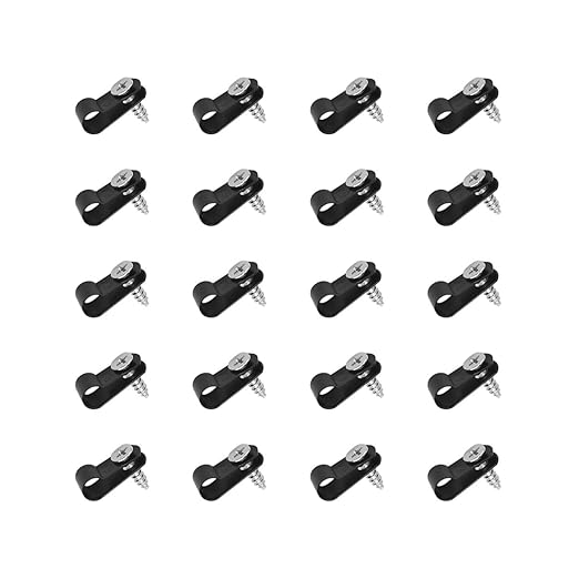 100 PCS Wiring Harness P-Style Mounting Clips, Cable Clamp R-Type, Nylon Screw Mounting Cord Fastener Clips with Screws, Cable Clamp 1/4 Black R Type for Wire Management