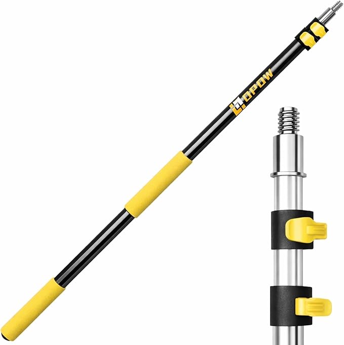 4.7-12ft Heavy-Duty Telescopic Pole - Best for Two-Story Homes & Exterior Work - Ultra-Stable Aluminum Frame Supports Large Rollers