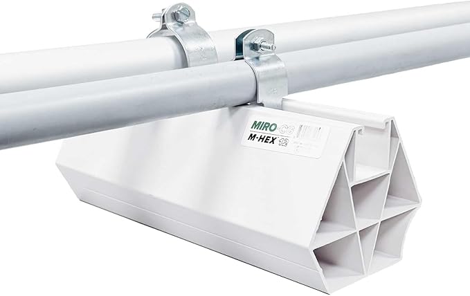 4-Pack M-Hex 6" Rooftop Pipe Supports with Strut - for Electrical Conduit & Other Piping on Roofs - Three Sides - Strut, Pipe Saddle, Flat (4) - Roof Blocks for Conduit