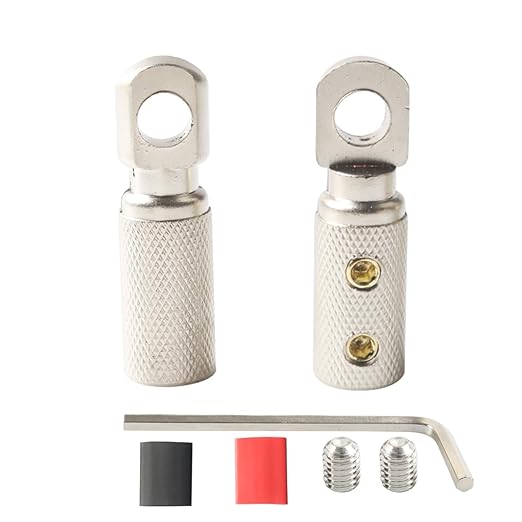 4 GA Wire Terminal Connector 5/16 Ring Wiring Terminals 4 Gauge Power Ground Cable Lugs with Adhesive Heat Shrink Tubing (2PCS)