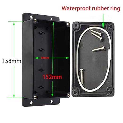 Electrical Box, Universal Junction Box,Dustproof Waterproof IP67 ABS Plastic Box,with Fixed Hole and 4pcs x M16 Cable Gland,6.2" x 3.5" x 2.4"/158 x 90 x 60mm,Black…