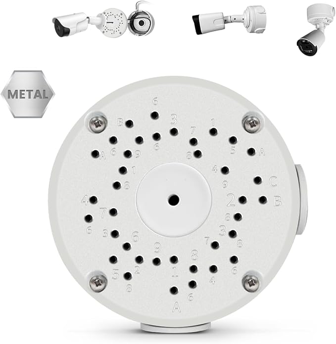 【Only Compatible with Bullet Cameras】 Universal Bullet Security Camera Mount Bracket Hide Cable, Metal Electric Enclosure, Waterproof Outdoor Camera Cover, Base Junction Box for CCTV Cams (1 Pack)