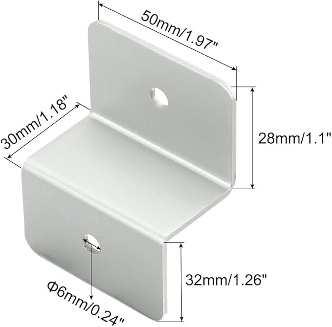 uxcell 4 Pack Z Brackets, 30mm Aluminum Alloy Solar Panel Brackets Lightweight Solar Panels Z Brackets with Nuts and Bolts for Roof RVs Boat Off Grid, Silver