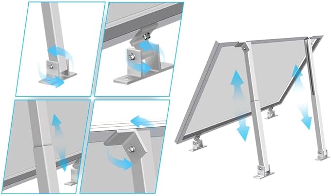 2 Sets (4Pcs) Solar Panel Mounting Brackets - Adjustable Solar Panel Tilt Mount Brackets Stand Support 50W 100W 150W 200W 300W 400W Solar Panels for RV, Roof, Boat, Flat Surface, Camping