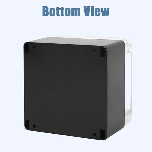 LeMotech Junction Box with Clear Cover IP65 Waterproof Project Box Dustproof ABS Plastic Electrical Project Boxes Universal Enclosure, Black 4.7"x 4.7"x 3.5"(120x120x90mm)(Pack of 2)