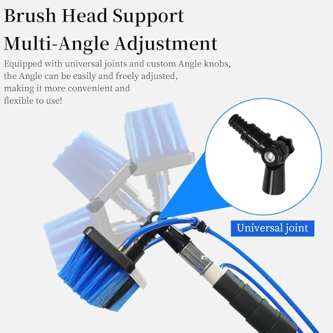 20FT Solar Panel Cleaning Kit with Telescopic Pole & Soap Dispenser, Water Fed Solar Panel Brush for Home/Roof/Caravan, Extendable Window Cleaner Tool for RV, Boat, Deck & Outdoor Use (20FT)