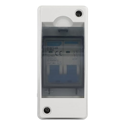 DC Miniature Circuit Breaker with Box, 63A 1000V Solar PV Disconnect Switch with Transparent Cover, IP65 Box Isolator for Solar Panel PV System Plug and Play