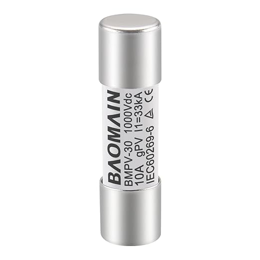 Baomain 10-Pack gPV Solar PV Fuse 10A 1000V DC, 10x38mm, 33kA Breaking Capacity, CE Listed for Photovoltaic Systems, Combiner Boxes (10 Amp.)