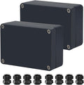 Project Box ABS Black Electrical Boxes IP65 Outdoor Waterproof Box Electronic Junction Box Power Enclosure with Cable Glands for DIY Project 3.3x2.3x1.3inch(83 x 58 x 33 mm)