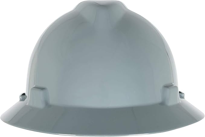 MSA V-Gard Full-Brim Hard Hat with Suspension - Polyethylene Shell, Superior Impact Protection and Self Adjusting Crown Straps - Standard Size Hard Hat