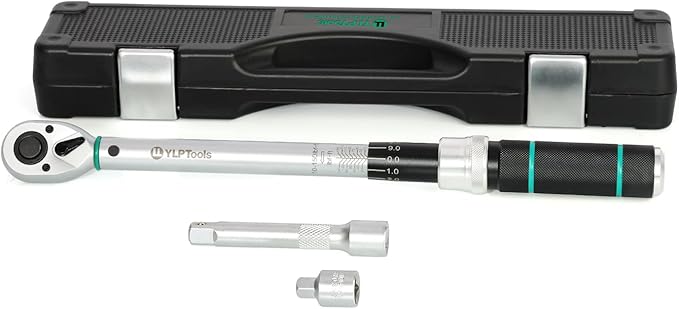 3-Piece Torque Wrench Set – 1/2" Drive Click Torque Wrench (10–150 ft-lb), 3/8" Adapter, 5-Inch Extension Bar, ±3% Accuracy, Chrome Vanadium Steel, Includes Storage Case
