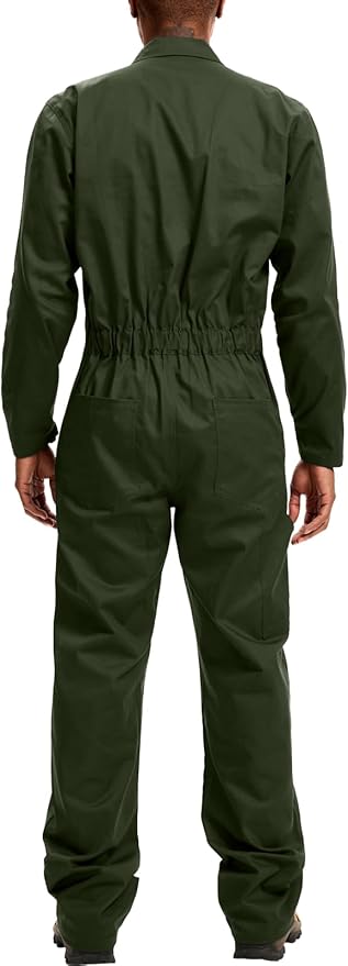 WORK IDEA Men's Coveralls Long Sleeve 100% Cotton Twill Workwear Jumpsuit Relaxed Fit