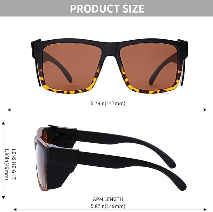 ANSI Z87 Safety Sunglasses UV400 Polarized Removable Side Shields Durable Protective Eyewear Construction