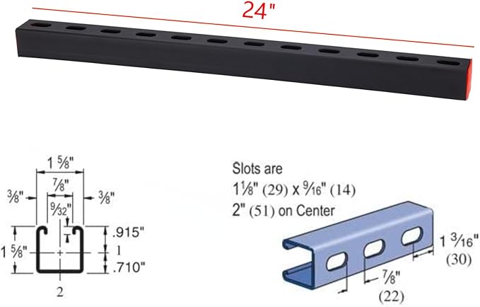 4 Pack Starlink Base Mount DIY 1-5/8" 12 Gauge Metal Strut Channel, Slotted,Steel Shelf Bracket,Display Bracket,DIY Projects,24“ Long.