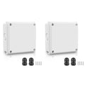 NineLeaf White Junction Box, IP65 Waterproof ABS Plastic Electrical Enclosure, Outdoor Dustproof Weather Resistant Project Box, 3.9 x 3.9 x 2.8 Inch (100x100x70mm), 2PK