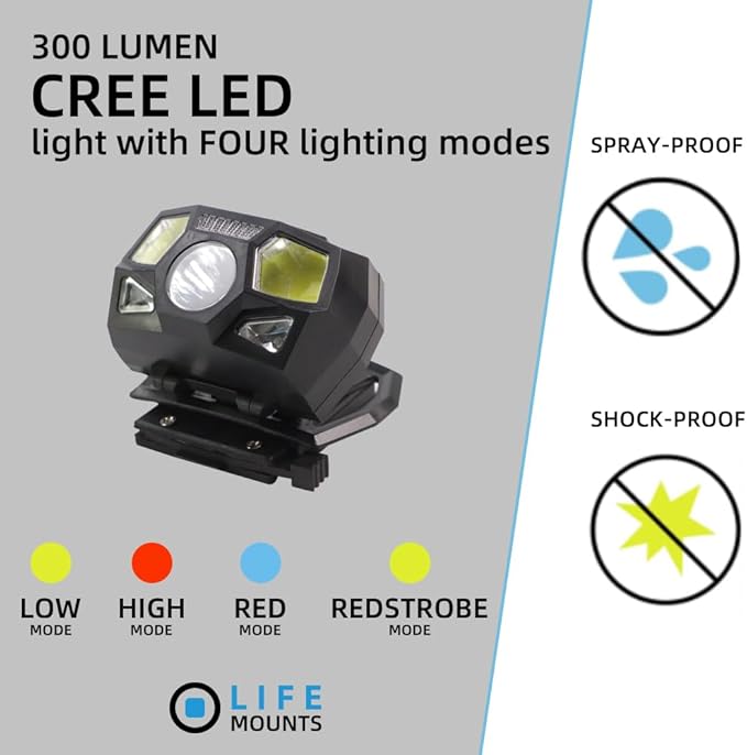 Tactical Helmet Light Flashlight,800 Lumen Ultra-Light Bright LED Rechargeable Helmet Light with White Red Light Waterproof Motion Sensor Head Lamp,5 Mode for Outdoor Camping Running Hiking