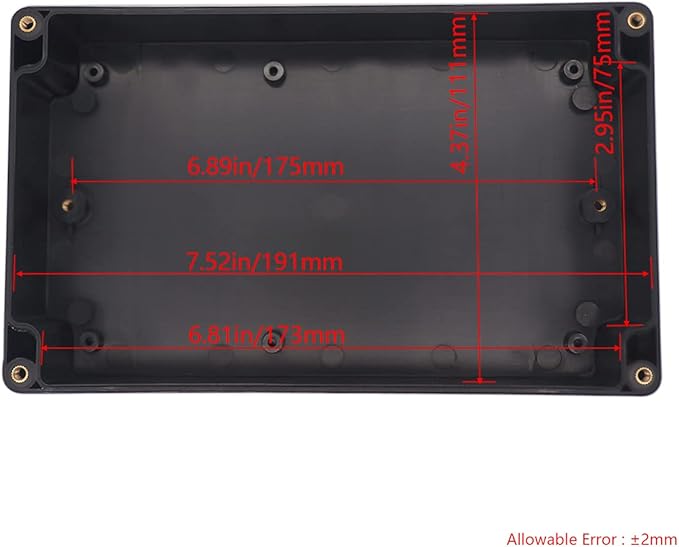 Project Box ABS Black Electrical Boxes IP65 Outdoor Waterproof Box Electronic Junction Box Power Enclosure with Cable Glands for DIY Project 7.87 x 4.72 x 2.2 inch (200x120x56mm)