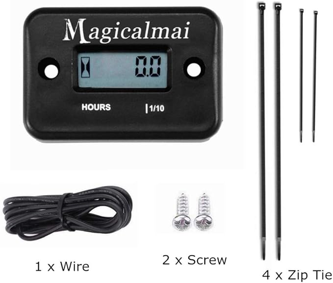 Inductive Hour Meter for Gas Engine Generator Lawn Mower Pressure Washer Marine ATV Boat Outboard Motor Dirt Bike Motorcycle Waterproof Hr Meters - Black