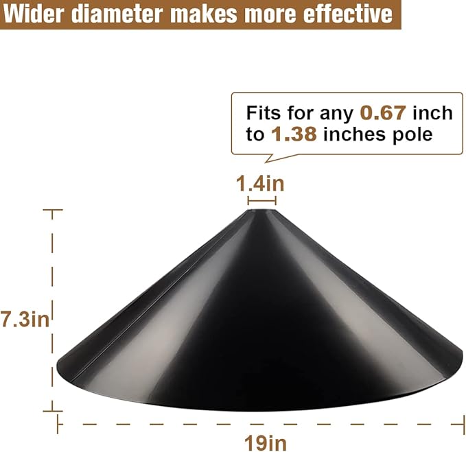 Garbuildman Squirrel Baffle for Bird Feeder Pole, Outside Pole Mount Bird House Guard for Outdoor Shepherd’s Hook, 19 Inch Diameter, 2 Packs