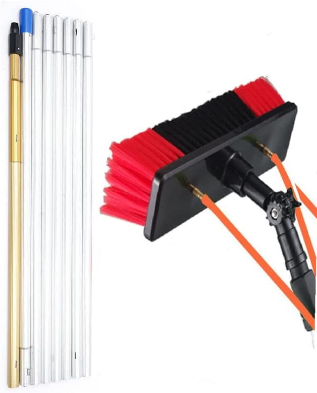 Water Fed Pole Kit, Water Fed Brush, 26ft Water Fed Cleaning System, Aluminum Outdoor Window Cleaner with Hose, Cleaning and Washing Tool for Solar Panel