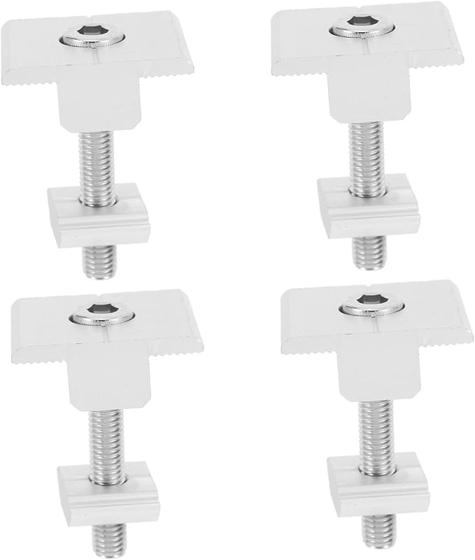 ibasenice 4pcs Solar Clamp Aluminum Profile Solar Panel Mid Clips Easy Installation and Versatile Compatibility