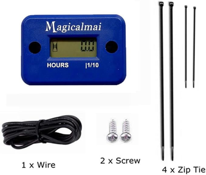 Inductive Hour Meter for Gas Engine Generator Lawn Mower Pressure Washer Marine ATV Boat Outboard Motor Dirt Bike Motorcycle Waterproof Hr Meters - Blue