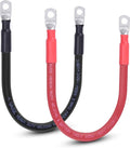 4 AWG Flexible Battery Cable with 5/16" Terminals - OFC Pure Copper Inverter & Welding Wire for Automotive Solar RV Motorcycle (Red + Black 1FT Pair)