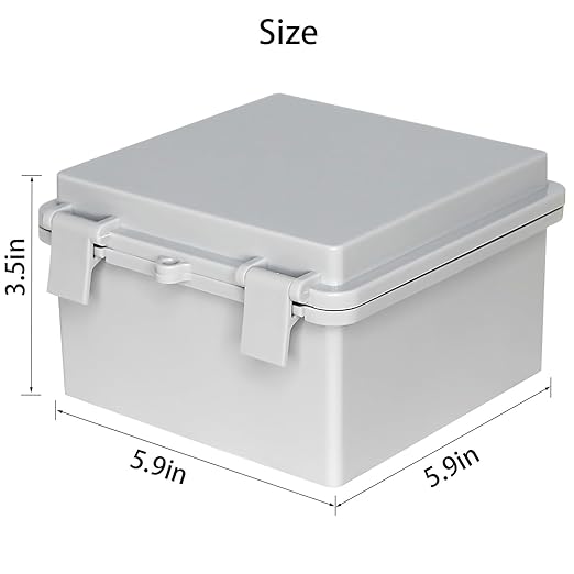 Waterproof Electrical Box Outdoor Electrical Box with Mounting Plate, Plastic Snap Latch Hinged Suitable for Marine Vessels, Garages, and Solar Panel Installations Gray Cover 5.9"x5.9"x3.5"