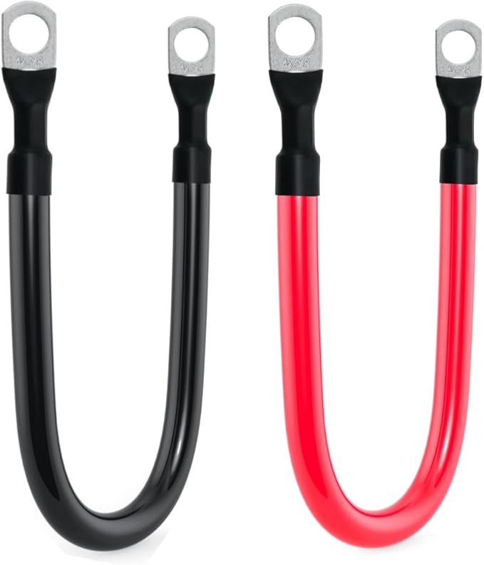 4 AWG Battery Cable 4AWG Gauge Battery Inverter Cables for Automotive Solar Marine Boat RV Car Motorcycle (4 AWG, 1FT, 3/8")