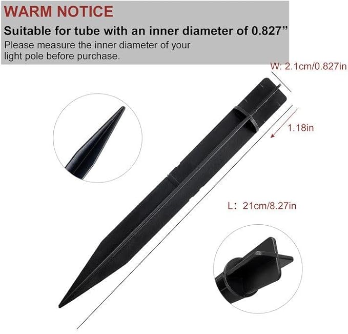 12 PCS Plastic Ground Spikes Stakes, 8.27" x 0.827" Solar Torch Lights Spikes Replacement ABS Ground Stakes for Christmas Garden Lights (8.27" x 0.827")