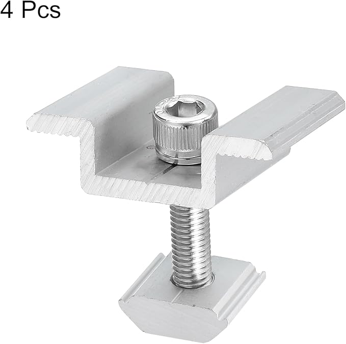 uxcell Set of 4 Solar Panel Mount Mid Clamps, 30mm Aluminum Solar Mid Clamp Solar Panel System Install Accessories for PV System Mounting Bracket