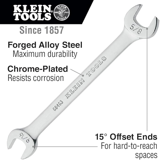 Klein Tools 68452 Open End SAE Wrench Set, 7-Piece With Rolling Pouch