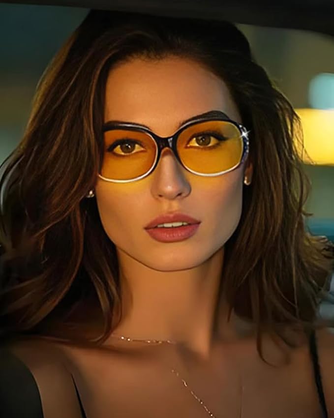 HAOLOTA Night Vision Driving Glasses Women Anti Glare Polarized, Wrap Around Nighttime Safety Glasses UV Protection