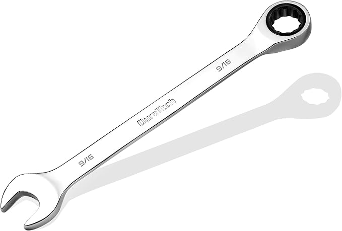 DURATECH 9/16" Ratcheting Combination Wrench, SAE, 72-Tooth, 12-Point, CR-V Constructed with Mirror Polish