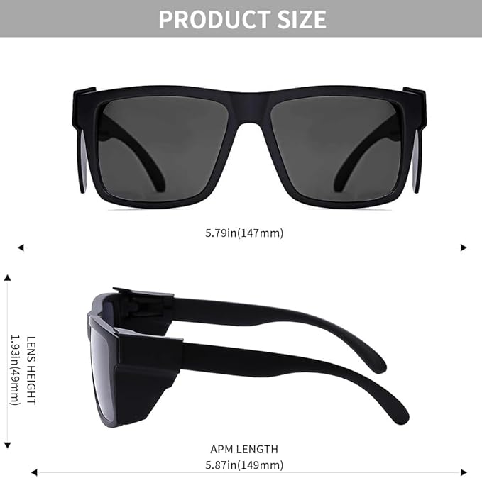 ANSI Z87 Safety Sunglasses UV400 Polarized Removable Side Shields Durable Protective Eyewear Construction