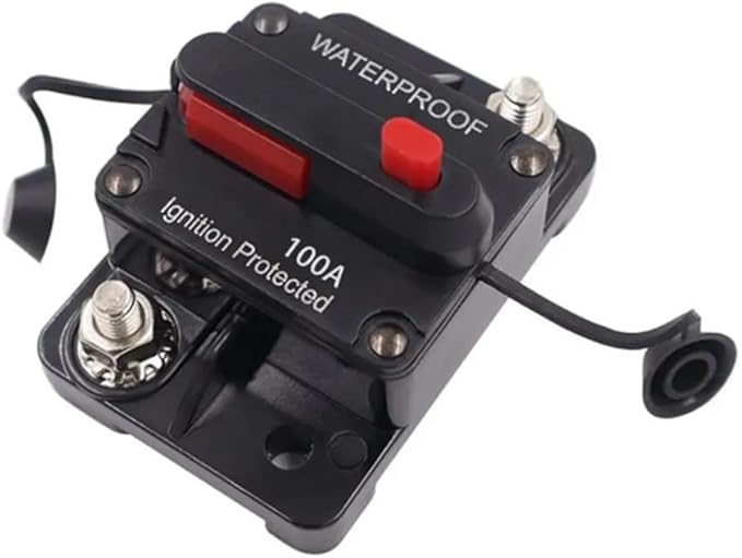 100 Amp Circuit Breaker for Boat Trolling Motor Marine ATV Trailer Vehicles Battery Charger Golf Cart Solar System Inline Fuse with Manual Reset Switch Waterproof DC 12V-48V IP67