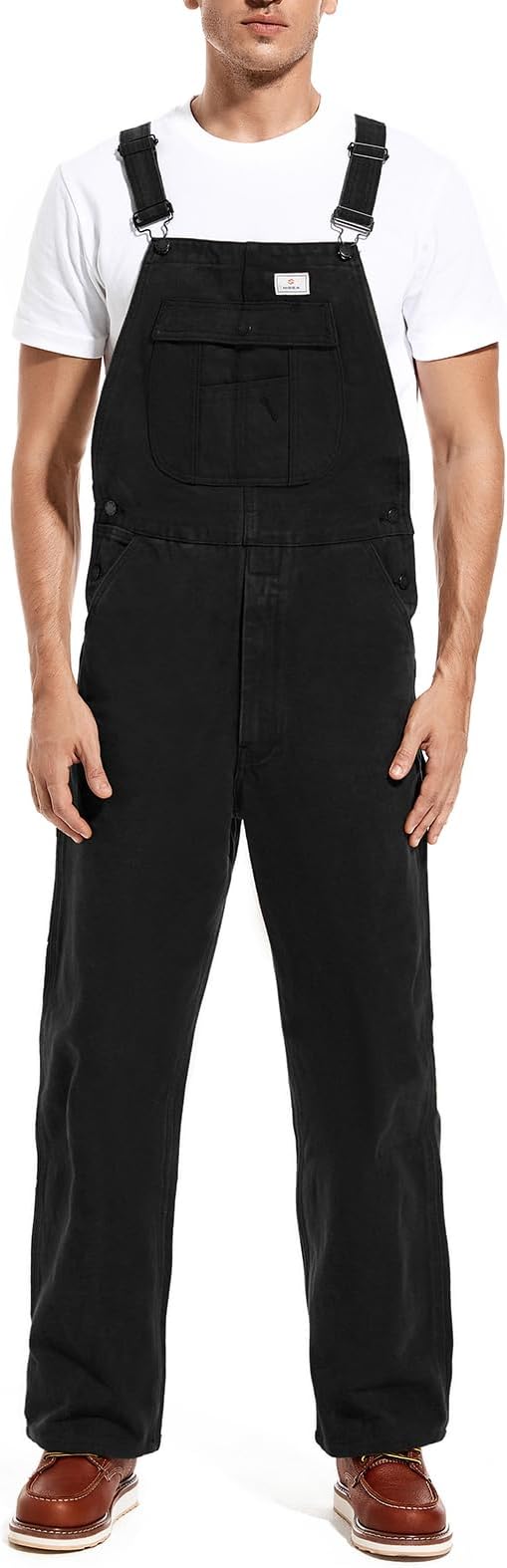 HISEA Men's Relaxed Fit Duck Bib Overall with Adjustable Straps and Convenient Tool Pockets