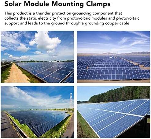 Solar Panel Grounding Clips Set 10Pcs, Solar Panel Photovoltaic On Coupling Earthing Ground Lug, Solid Aluminum and Stainless Steel Ground Clamp with Lay in Lug for Bare Wire Pipe