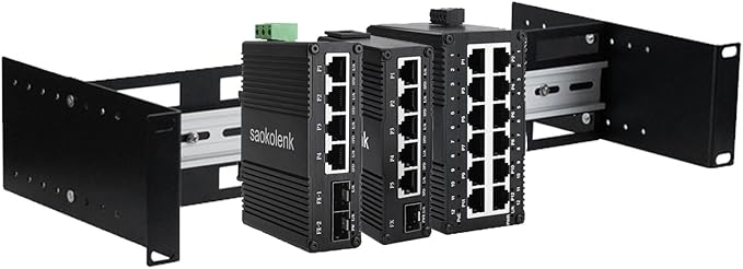 2U 19 inch Din Rail Chassis Bracket Depth Adjustable Rackmount Kit Aluminum Rack Mount Rack Rails for 35mm Din-Rail Mounted Device Ethernet Switch Media Converter Shelf