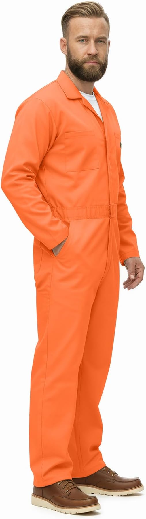 Natural Uniforms Mens Long Sleeve Zip Up Twill Coverall, Stain and Wrinkle Resistant