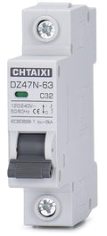 AC Miniature Circuit Breaker, 32 Amp 120V/240V 1 Pole DIN Rail Mount Circuit Breaker, Thermal Magnetic Trip, Solar AC Disconnect Switch MCB C32