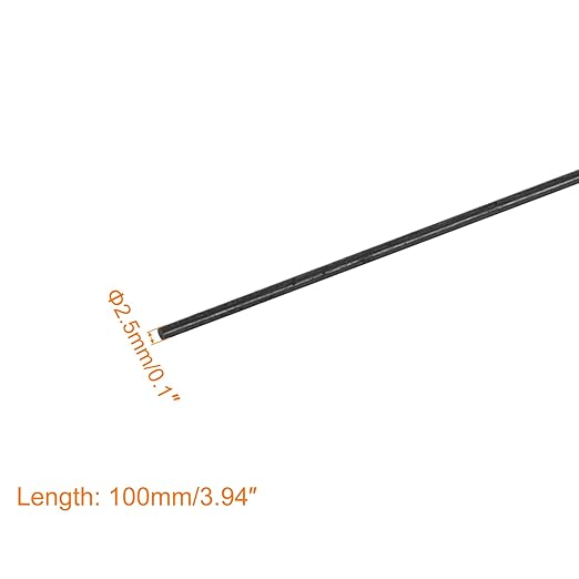 MECCANIXITY Carbon Fiber Rod, 2.5mm x 100mm for RC Plane DIY Tool Wing Tube Quadcopter Arm, Pack of 12