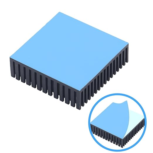 2PCS 50mm Black Aluminum Heat Sink with Thermal Conductive Adhesive Tape, 50×50×15mm Heatsink Cooler for Cooling VRM GPU Stepper Driver 3D Printer Stepper Motor TEC1-12706 Thermoelectric Peltier