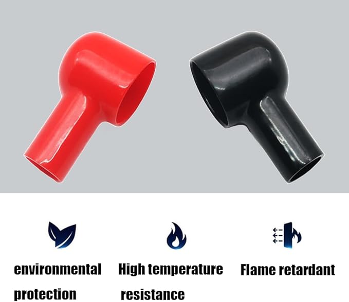 20Pcs Battery Terminals Boots Covers, 20x12mm Insulating Protector, Cable Lug Protector Cover Insulating Covers Tool for Cars Boats (10 Red+10 Black)